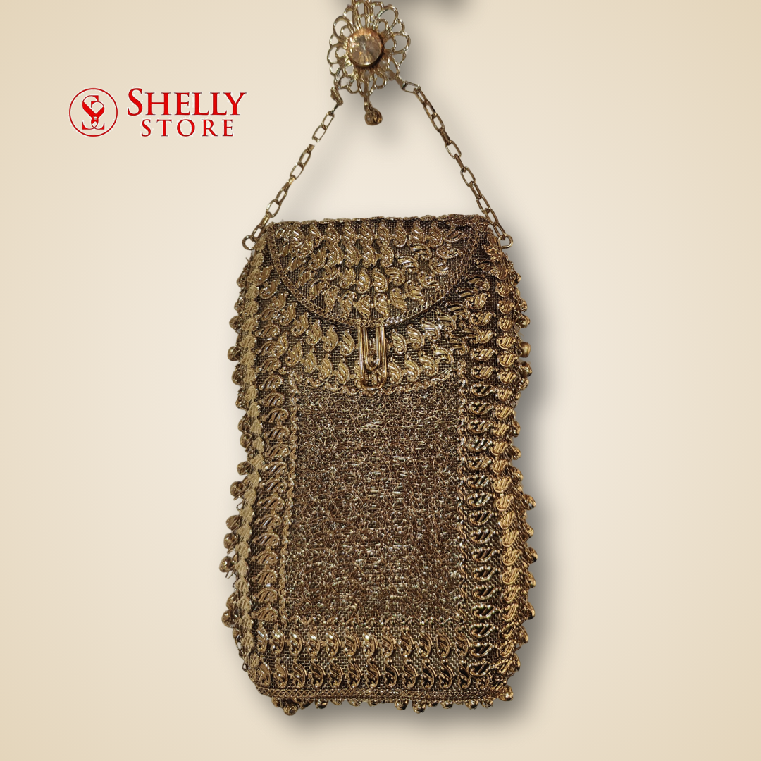 Traditional Golden Crochet Bridal Purse