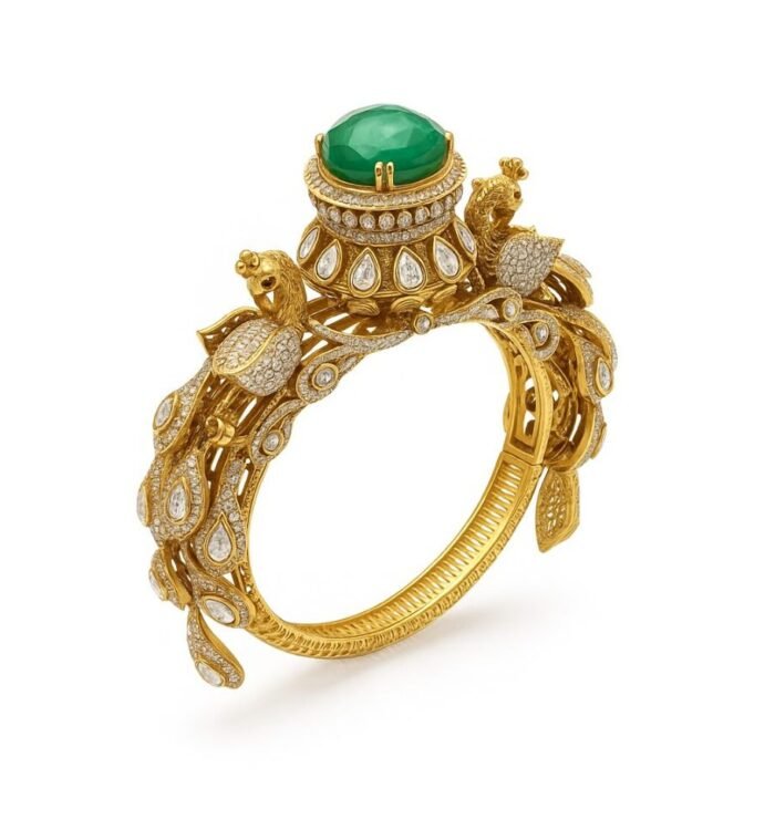 Mayura Ratna Emerald Kada Bracelet