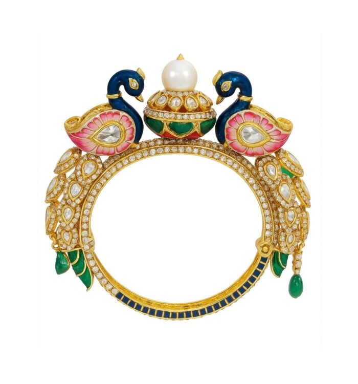 Meenakari AC Kundan Peacock Twin Kada Bracelet
