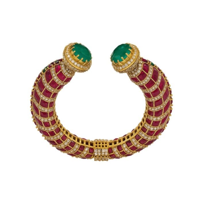 Heritage Ruby & Emerald Open Kada Bracelet