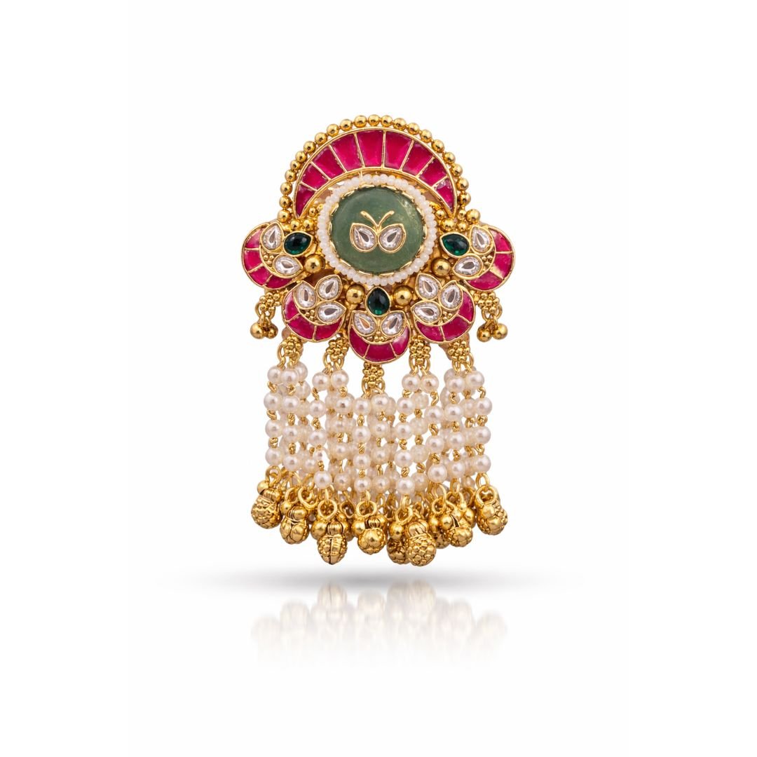 Heritage Golden Ring with Ghungroo – Multicolor