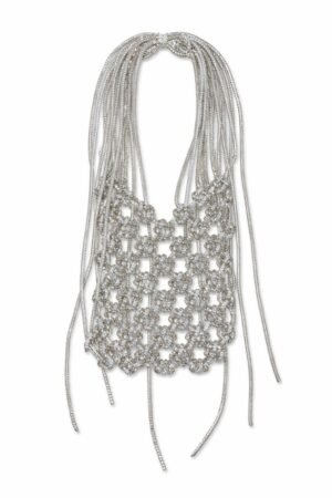Rhinestone Tassel Mobile Bag - Silver