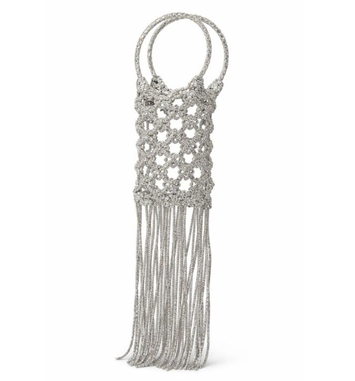 Rhinestone Tassels Mobile Purse – Silver