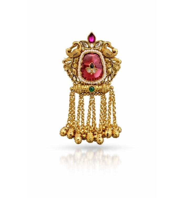 Heritage Golden Ring with Ghungroo – Ruby