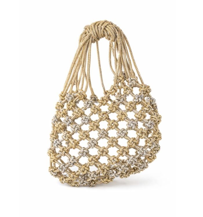 Luxury Rhinestone Beaded Mobile Bag – Golden