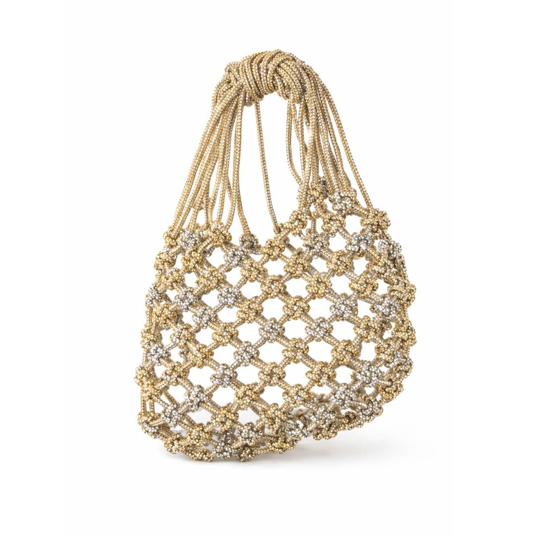 Luxury Rhinestone Beaded Mobile Bag – Golden