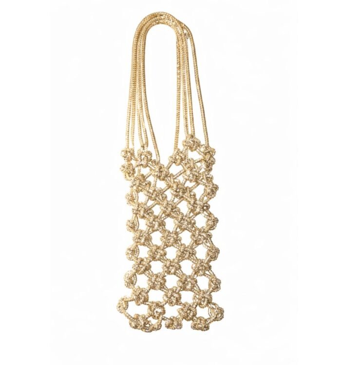 Luxury Rhinestone Beaded Mobile Bag – Golden