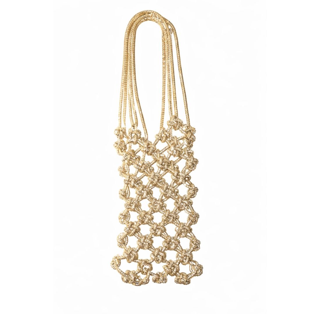 Luxury Rhinestone Beaded Mobile Bag – Golden