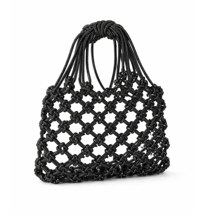 Luxury Rhinestone Beaded Mobile Purse – Black