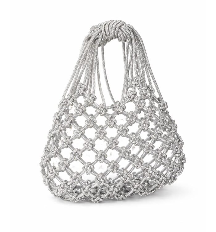 Luxury Rhinestone Beaded Mobile Purse – Silver
