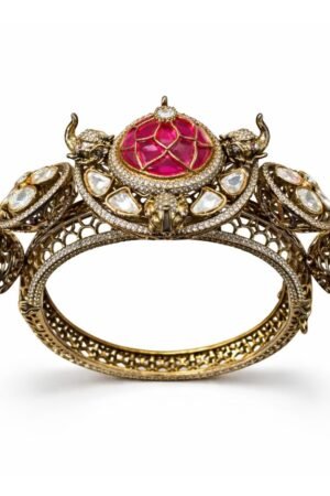 Maharani Ruby Stone Elephant Motif Bracelet
