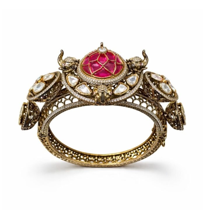 Maharani Ruby Stone Elephant Motif Bracelet