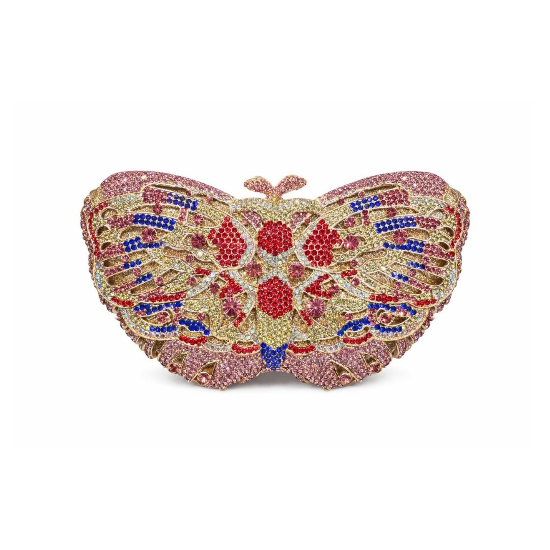 Crystal Evening Clutch – Multicolor Butterfly