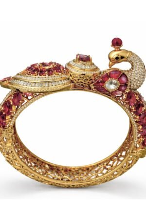 Ruby Swan Stone Designer Kada Bracelet