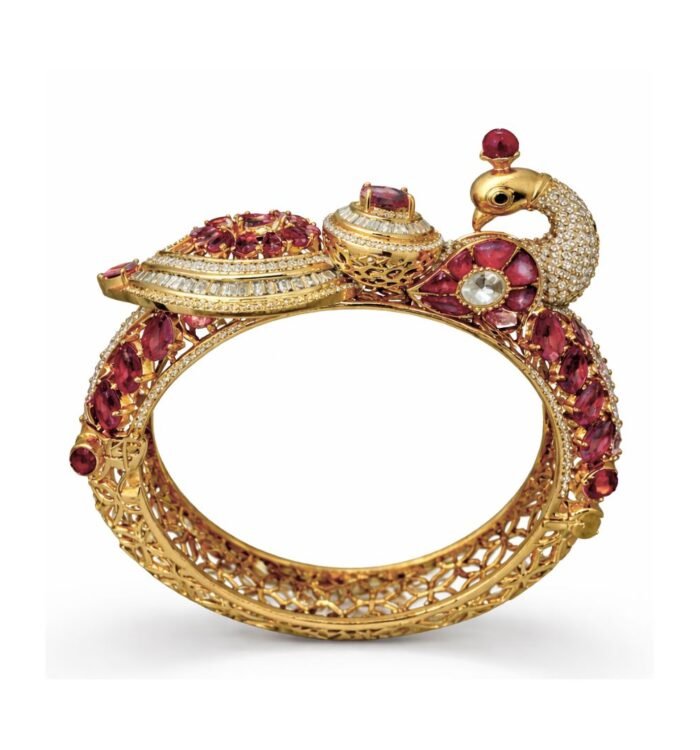 Ruby Swan Stone Designer Kada Bracelet