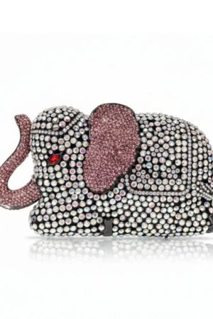 Crystal Evening Clutch - Silver Pink Elephant