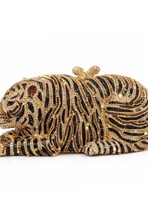 Designer Crystal Evening Clutch - Tiger Rose Gold
