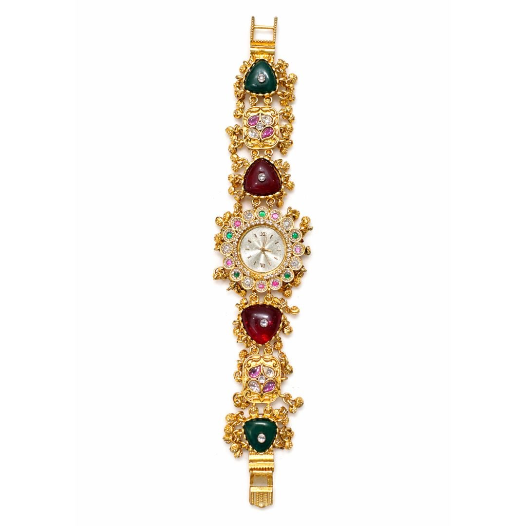 Heritage Jewelry Golden Watch – Ruby & Green
