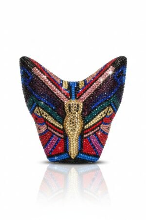 Designer Crystal Evening Clutch - Butterfly Multicolor