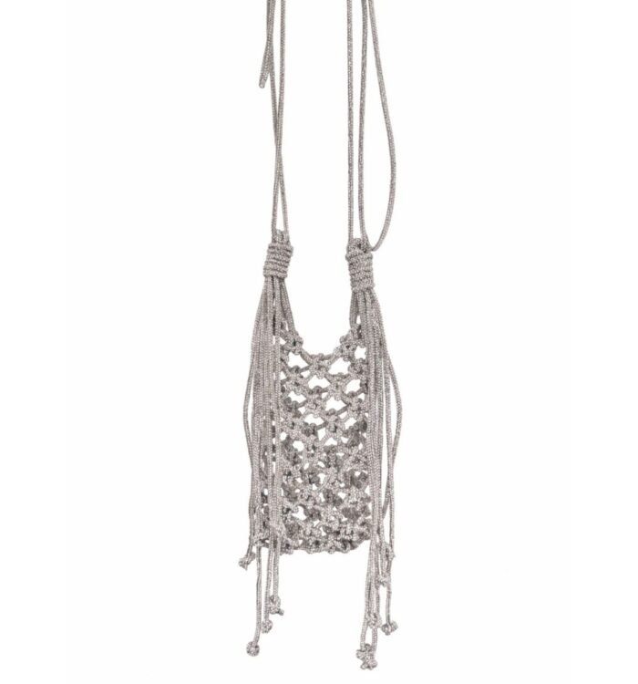 Rhinestone Beaded Mobile Sling Bag – Silver