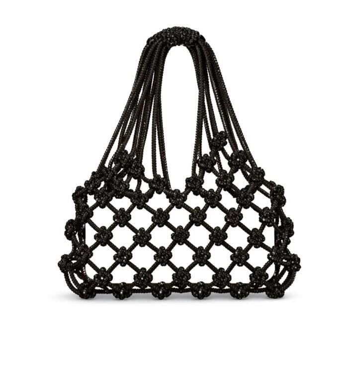 Luxury Rhinestone Beaded Mobile Purse – Black