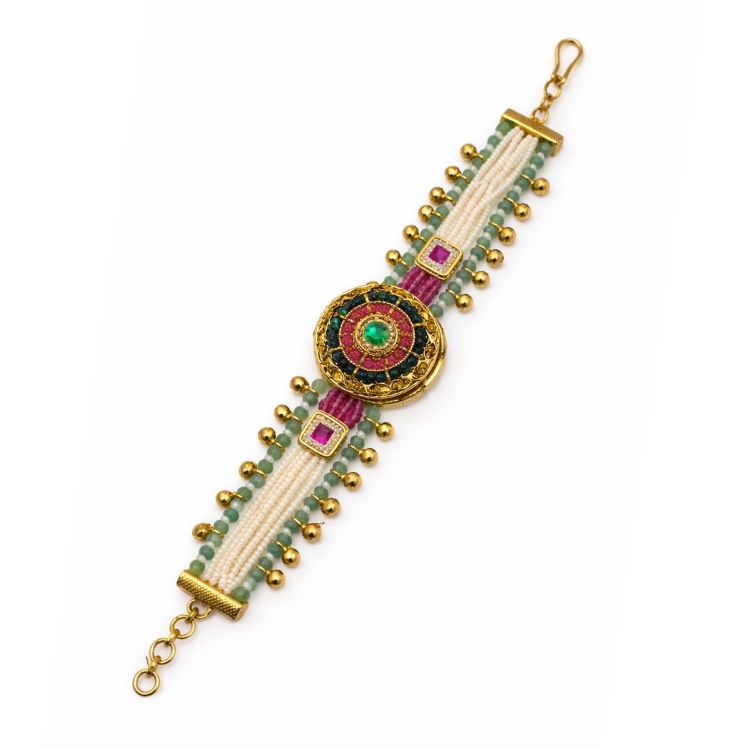 Royal Medallion Ruby Pearl Bracelet