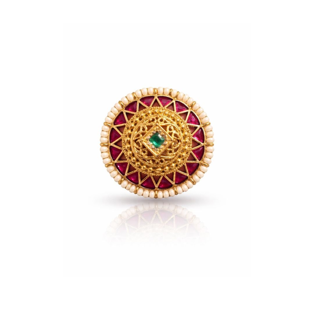 Rajwadi Ruby Green Cocktail Ring