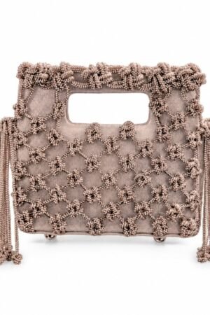 Sparkling Side Tassel Rhinestone Bling Bag - Rose Gold