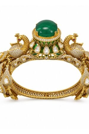 Royal Peacock Empress Kada Bracelet - Emerald