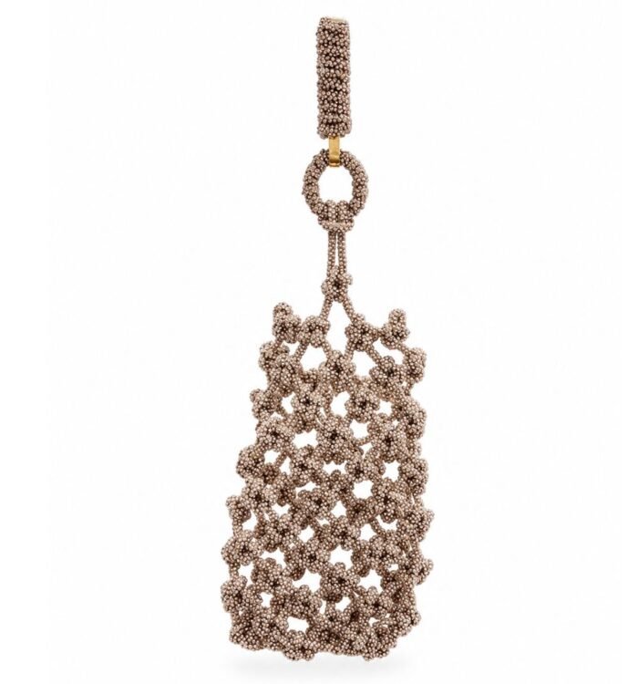 Rhinestone Beaded Mobile Purse with Dress Hook – Rose Gold