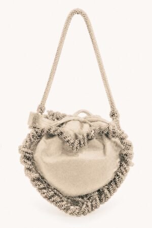 Heart Shaped Rhinestone Micro Clutch Bag - Golden