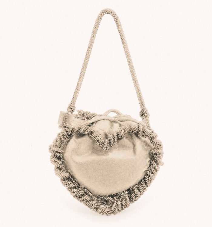 Heart Shaped Rhinestone Micro Clutch Bag – Golden