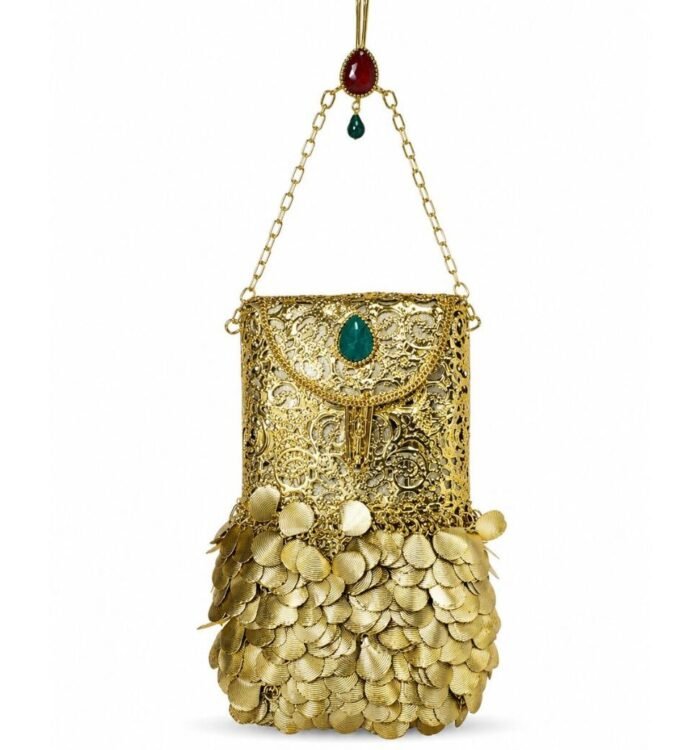 Zareen Metal Mobile Clutch – Golden