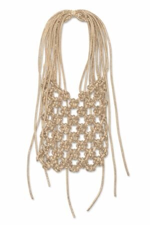Rhinestone Tassel Mobile Purse – Champagne Gold