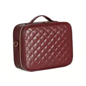 LED Mirror Makeup Organizer Case - Burgundy Wine