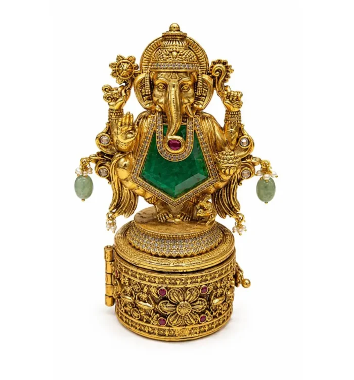 Shree Ganesh Emerald Sindoor Box