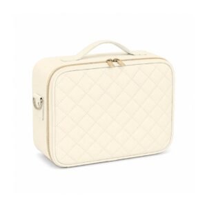 LED Mirror Makeup Organizer Case – Ivory