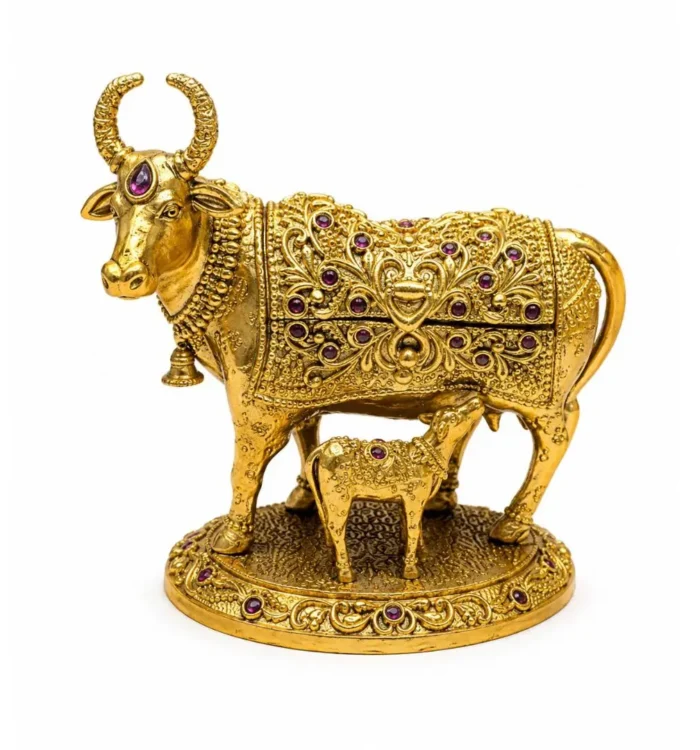 Kamdhenu Cow & Calf Sindoor Box