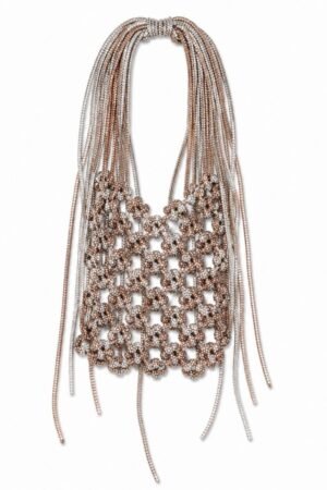 Rhinestone Tassel Mobile Purse - Silver Rosegold