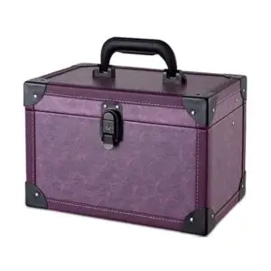 Vanity Case with Mirror & Multi-Tier Storage - Purple