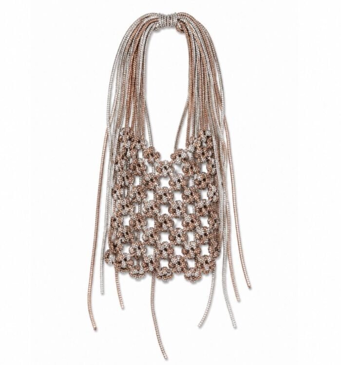 Rhinestone Tassel Mobile Purse – Silver Rosegold