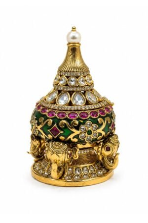 Royal Elephant Sindoor Box with Kundan Stone Detailing