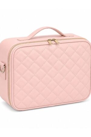 LED Mirror Makeup Organizer Case - Blush Pink